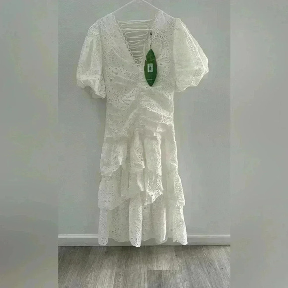 NWT Farm Rio Eyelet Cotton Lace-Up Midi-Dress size M - Picture 6 of 10